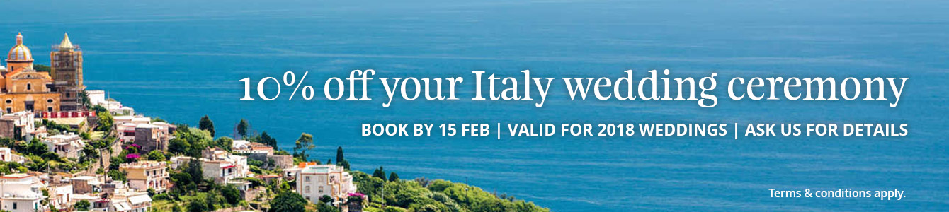 10% off your Italy wedding ceremony 10% off your Italy wedding ceremony