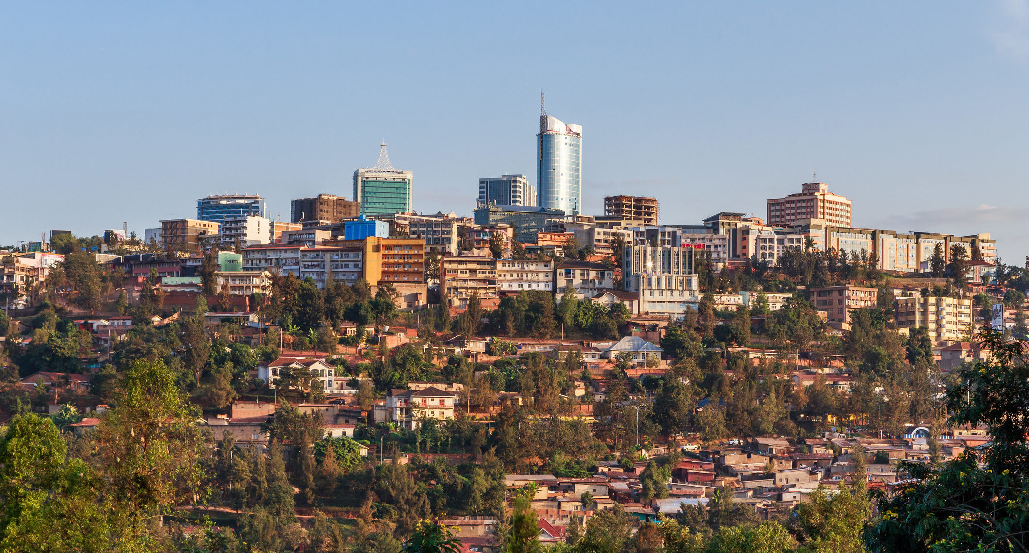 Experience vibrant Rwandan cityscape like this tree-lined architecture in Kigali when you take a tailor-made holiday with Alfred&.