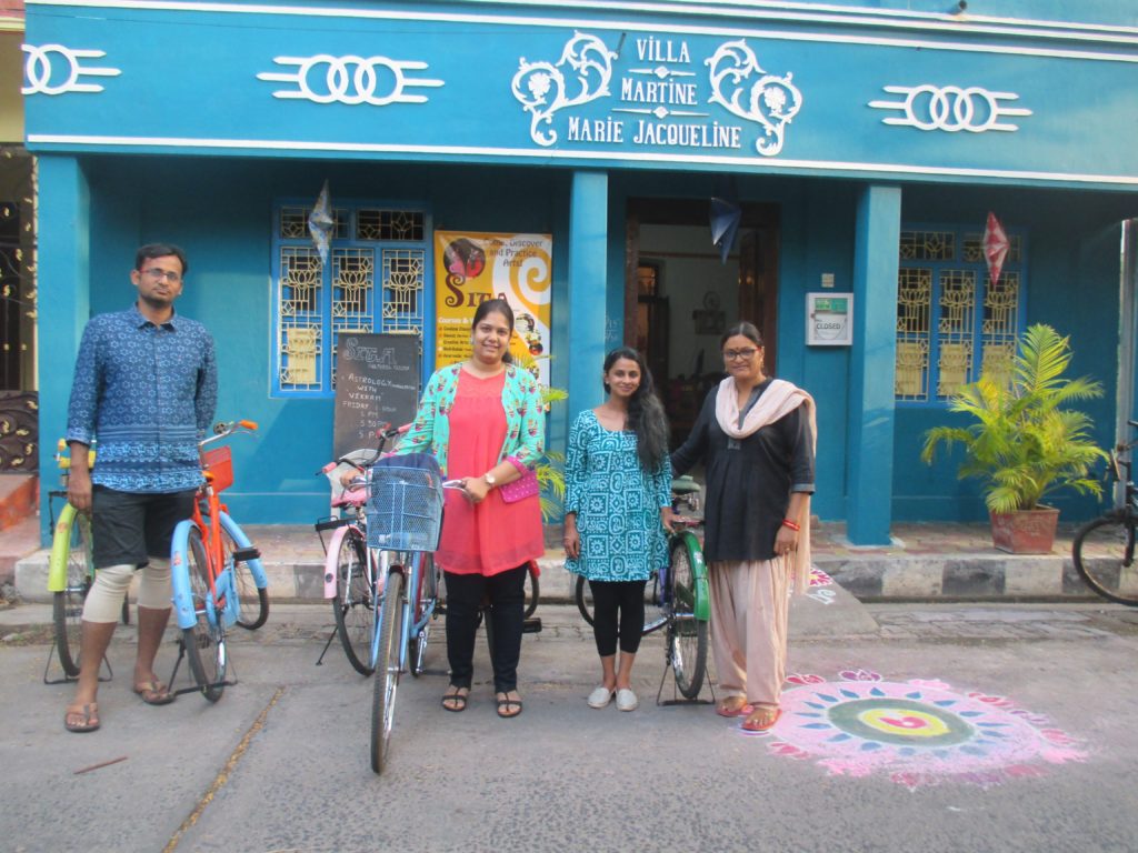 A cycling tour ready to depart in Pondicherry, India
