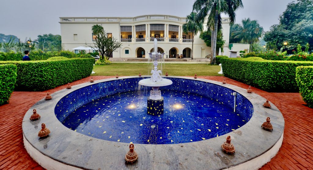 A decorative fountain at the Taj Nadesar Palace in Varanasi