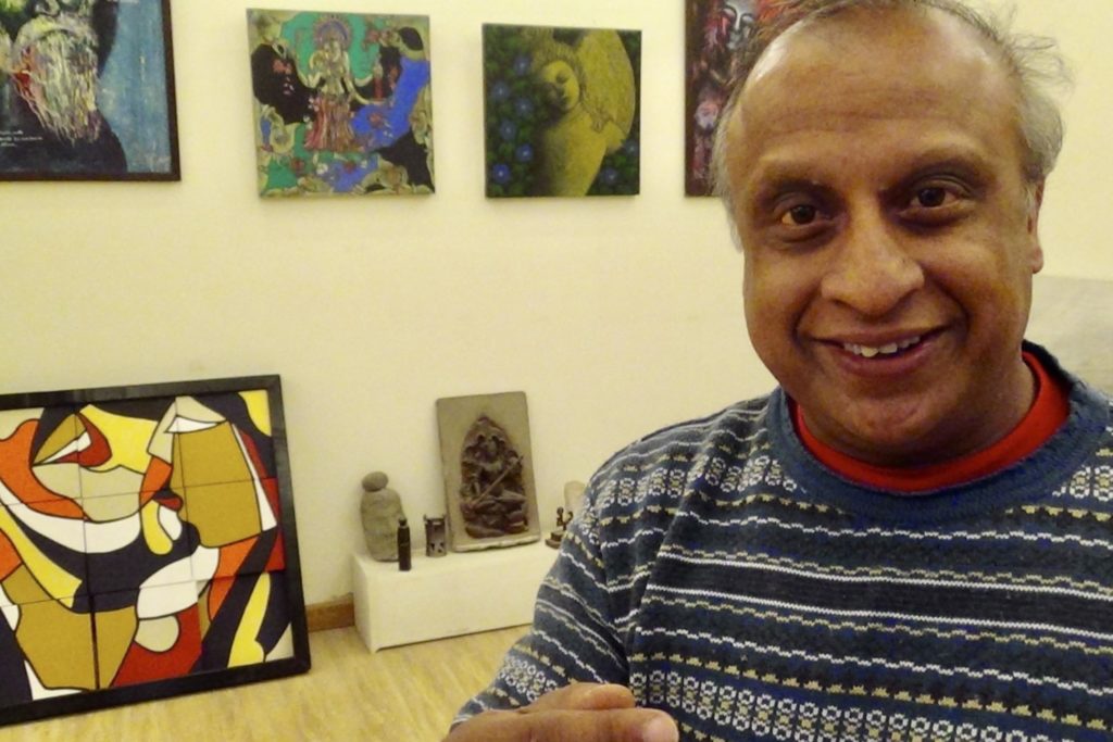 Son of the late, legendary Indian artist, Sanath Chatterjee in his Shimla-based gallery