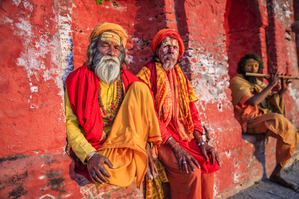 Meet friendly Indian locals like these holy men in Varanasi when you take a tailor-made holiday with Alfred&.