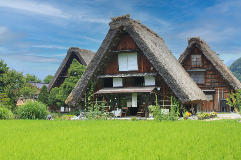 Traditional gassho-zukuri farmhouses in Shirakawa-go, Japan