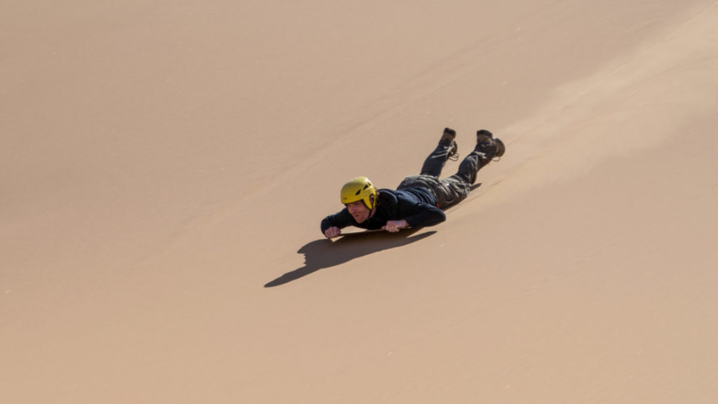 Sandboarding in the Namib Desert near Swakopmund