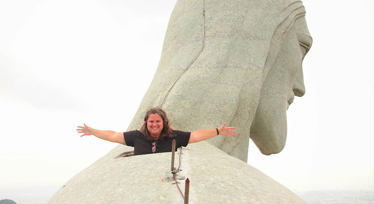 Sonia Lima on top of Christ the Redeemer