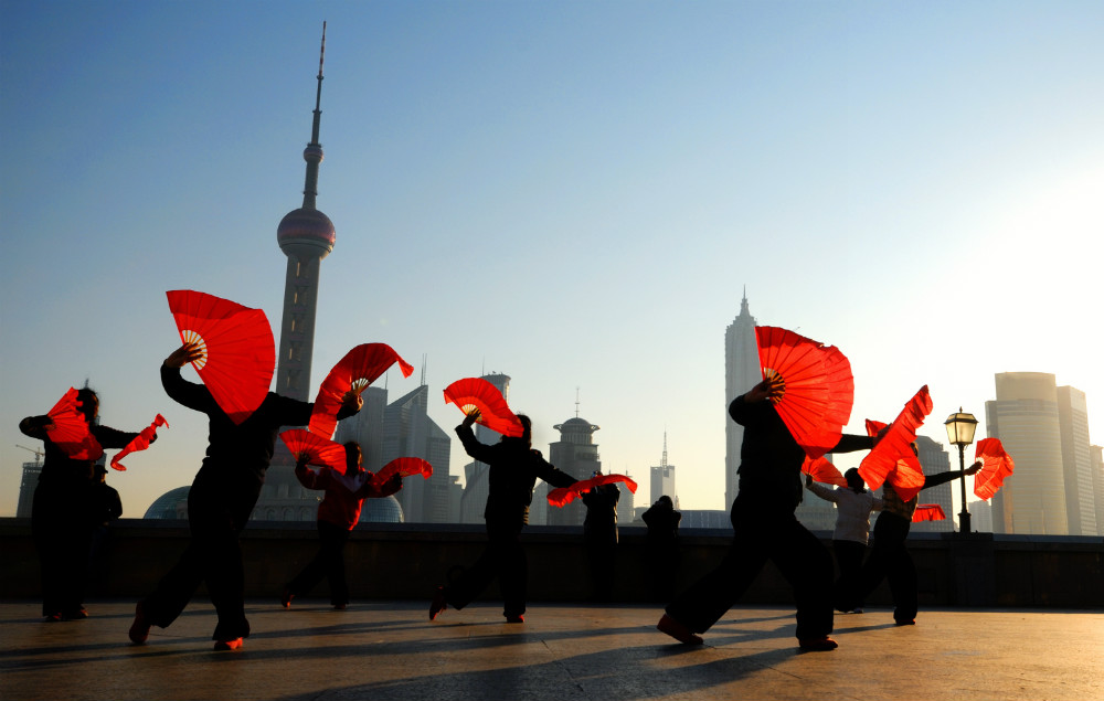 Fan dancing in Shanghai