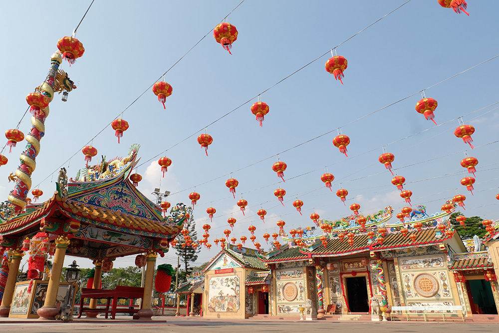 Temple decorated for New Year