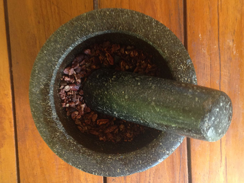 Crushing the beans Crushing the beans