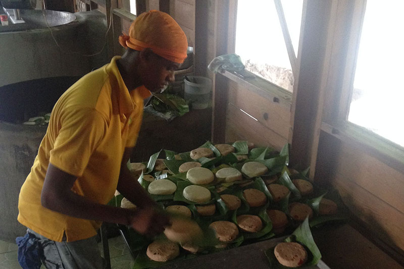 Making Cassava Bread at Plas Kassav