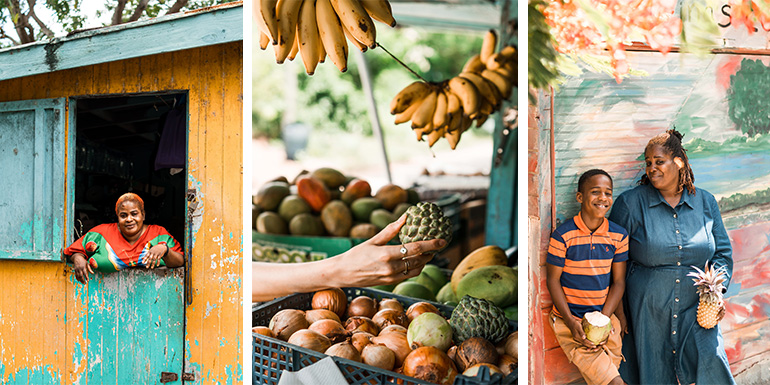 Fresh fruit stalls in Antigua