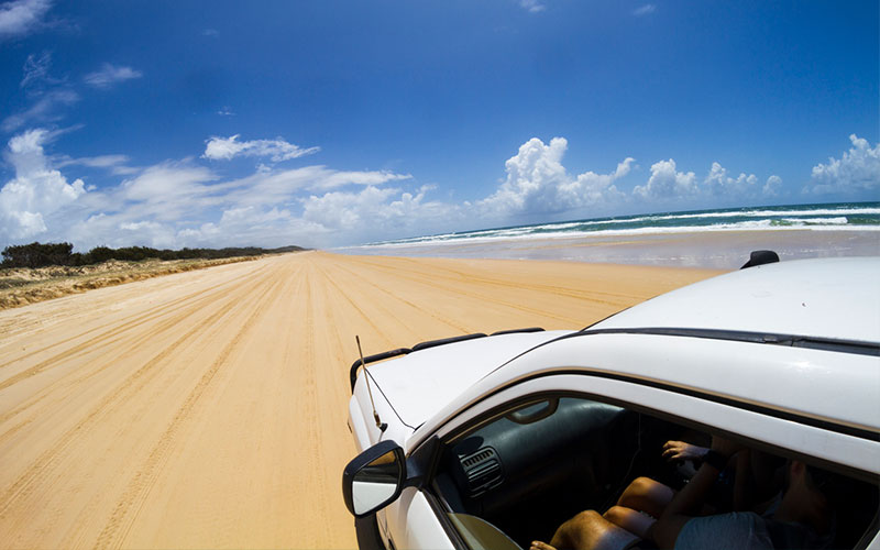 Beach drive on Fraser Coast