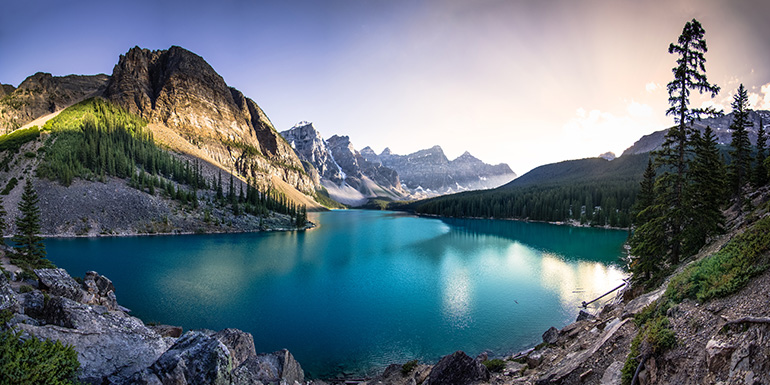 Lake Moraine in Banff National Park, Canada Lake Moraine in Banff National Park, Canada