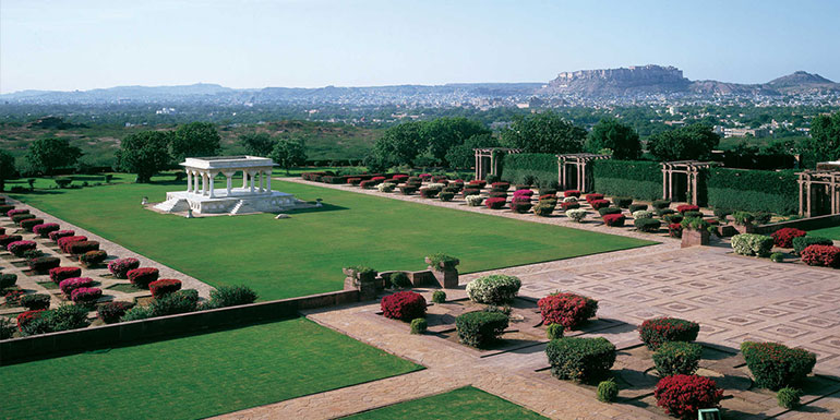 The immaculate gardens at Taj Umaid Bhawan Palace