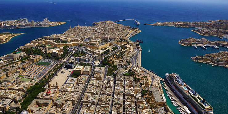 Aerial view of Valletta, Malta