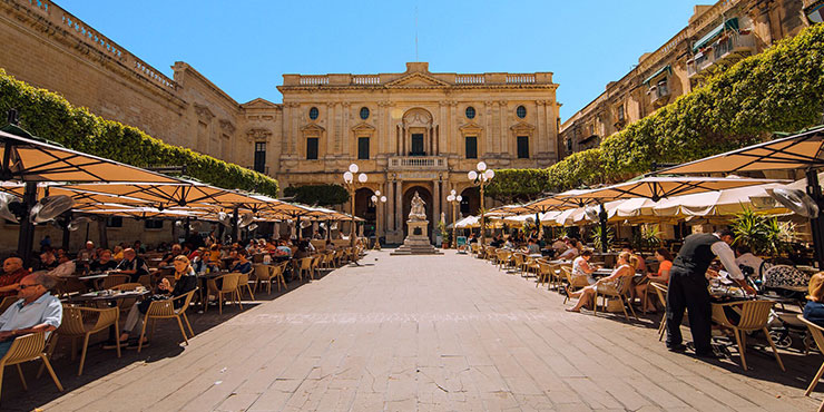 Caffe Cordina and National Library, Valletta