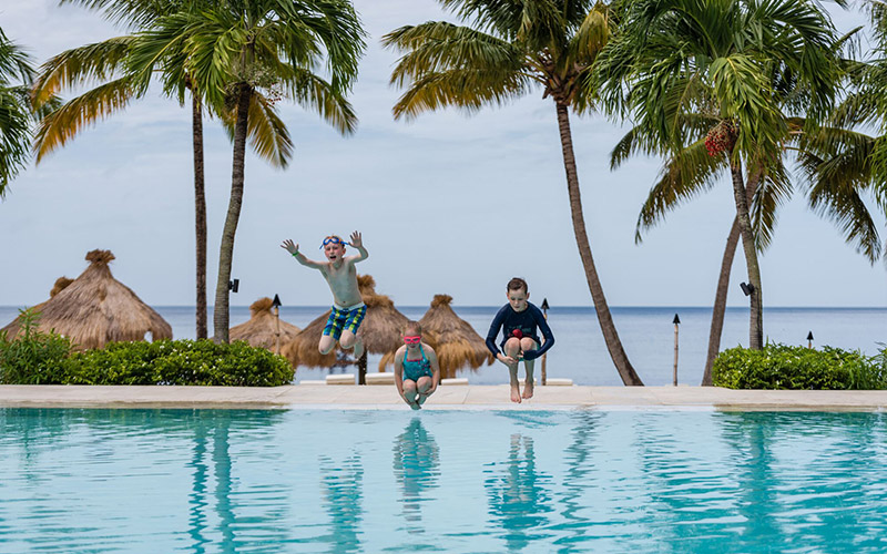 The beachfront pool at Sugar Beach, a Viceroy Resort