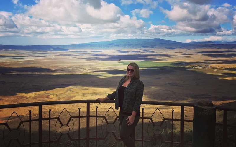 Kuoni Personal Travel Expert, Claire King, at the Ngorongoro Crater